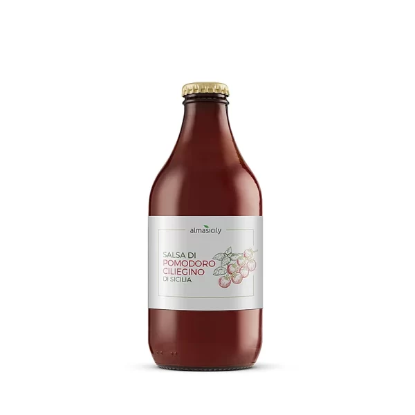 bottiglietta di salsa di pomodoro ciliegino siciliano